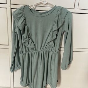Green Ruffled Long Sleeve Dress